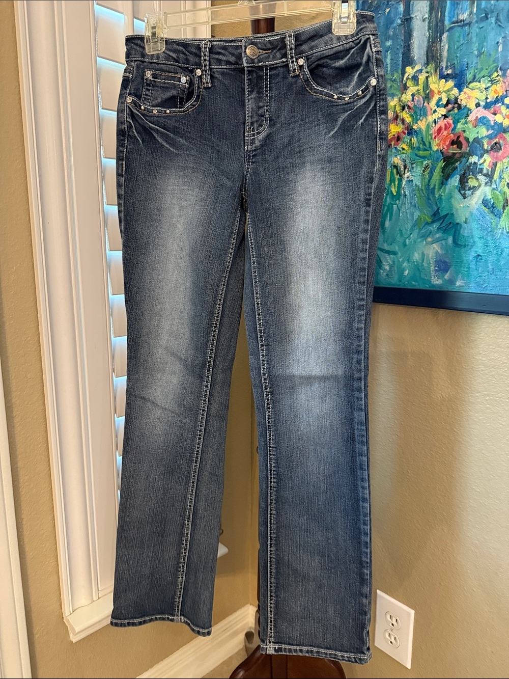 Women's Dark Blue Faded Straight-Leg Jeans